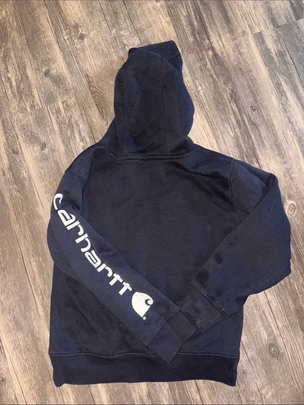 Carhartt Kids Black Pullover Hoodie with White Logo medium